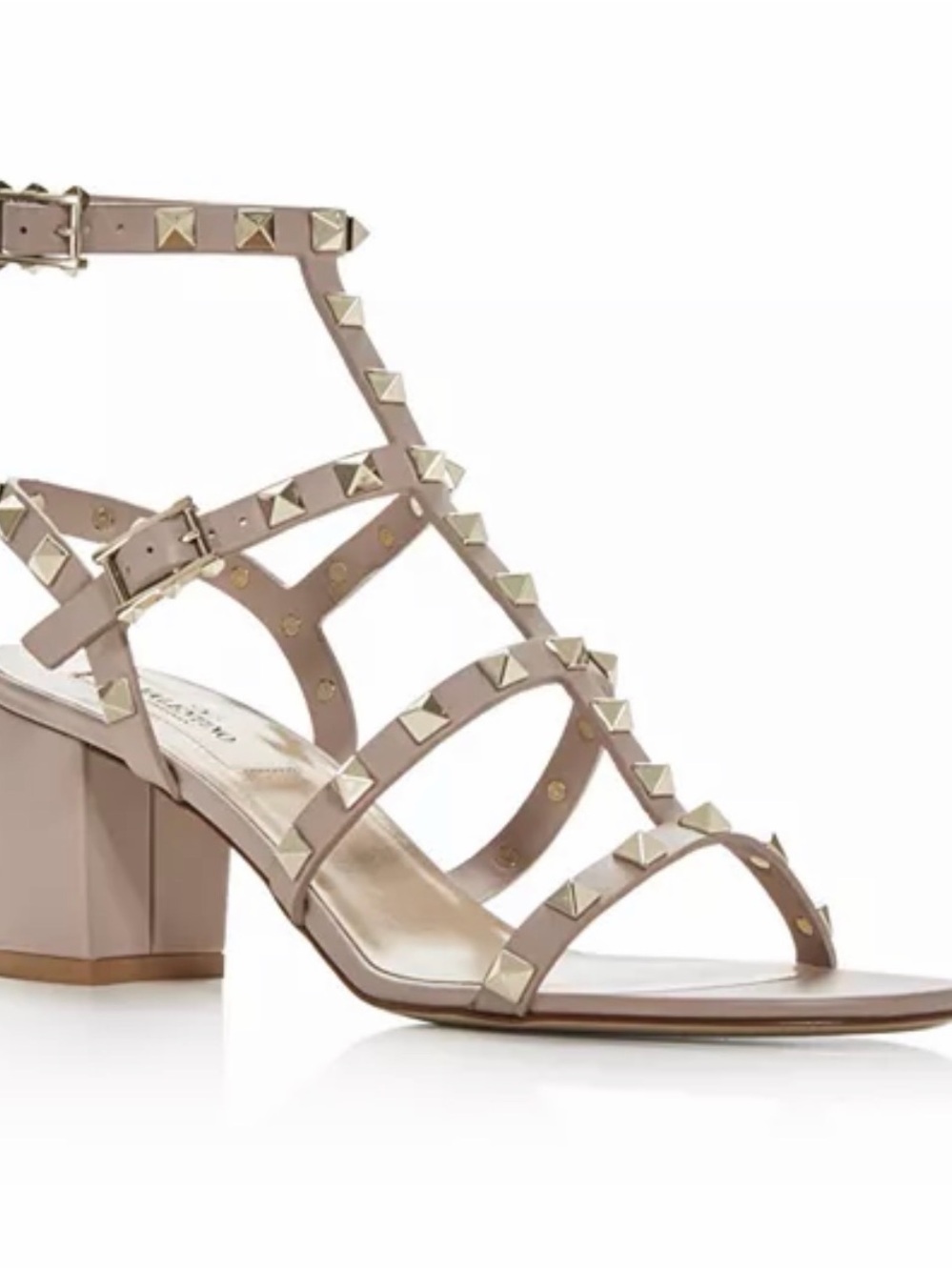 Valentino Metallic Rockstud City Block Heel